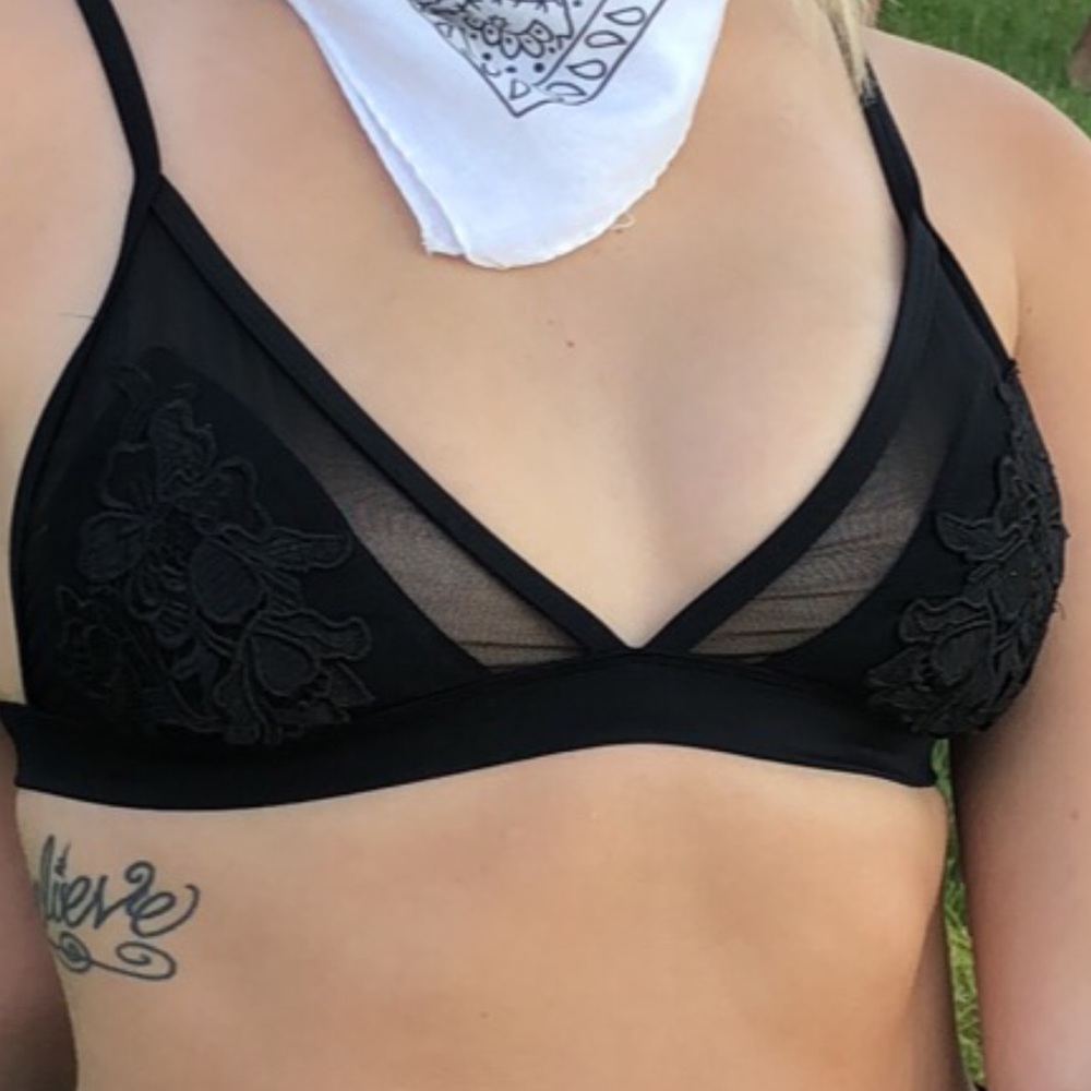 Floral mesh bikini top/bralette